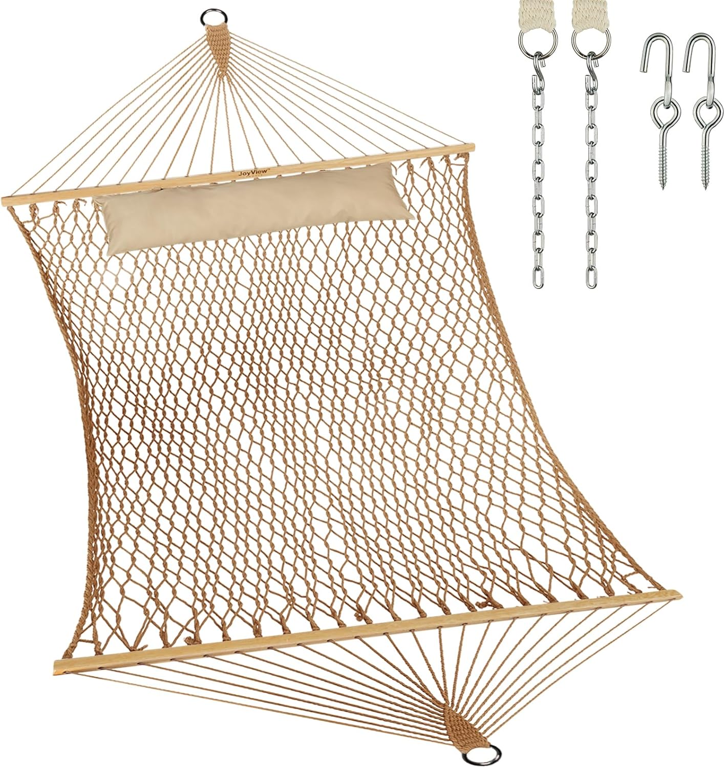 JoyView Traditional Rope Double Hammock for Outdoor Relaxation