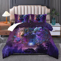 Wolf Bedding Set Full Size Comforter with Camping Theme - Cozy Animal