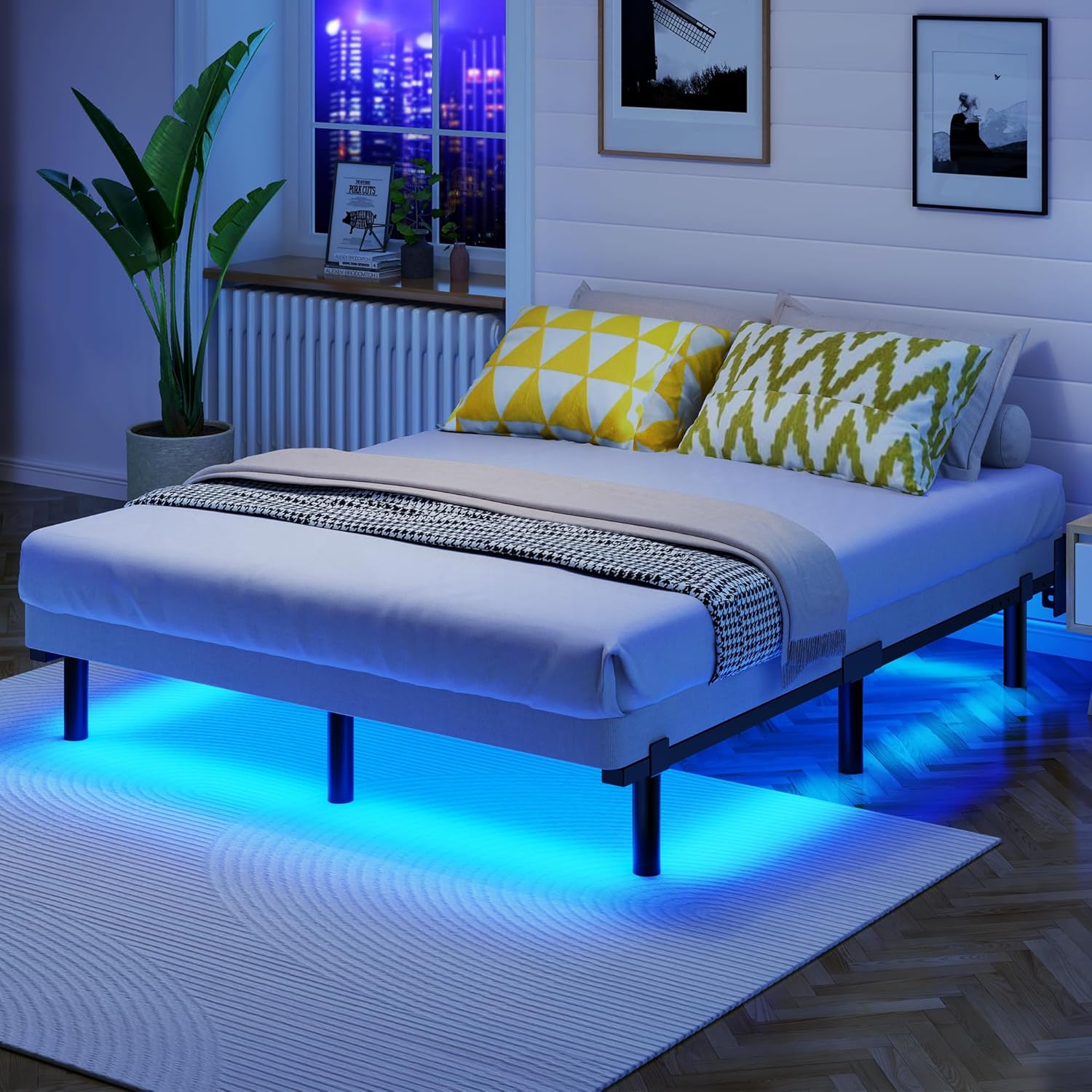 Full Size Bed Frame with Smart LED Lights for Ultimate Comfort