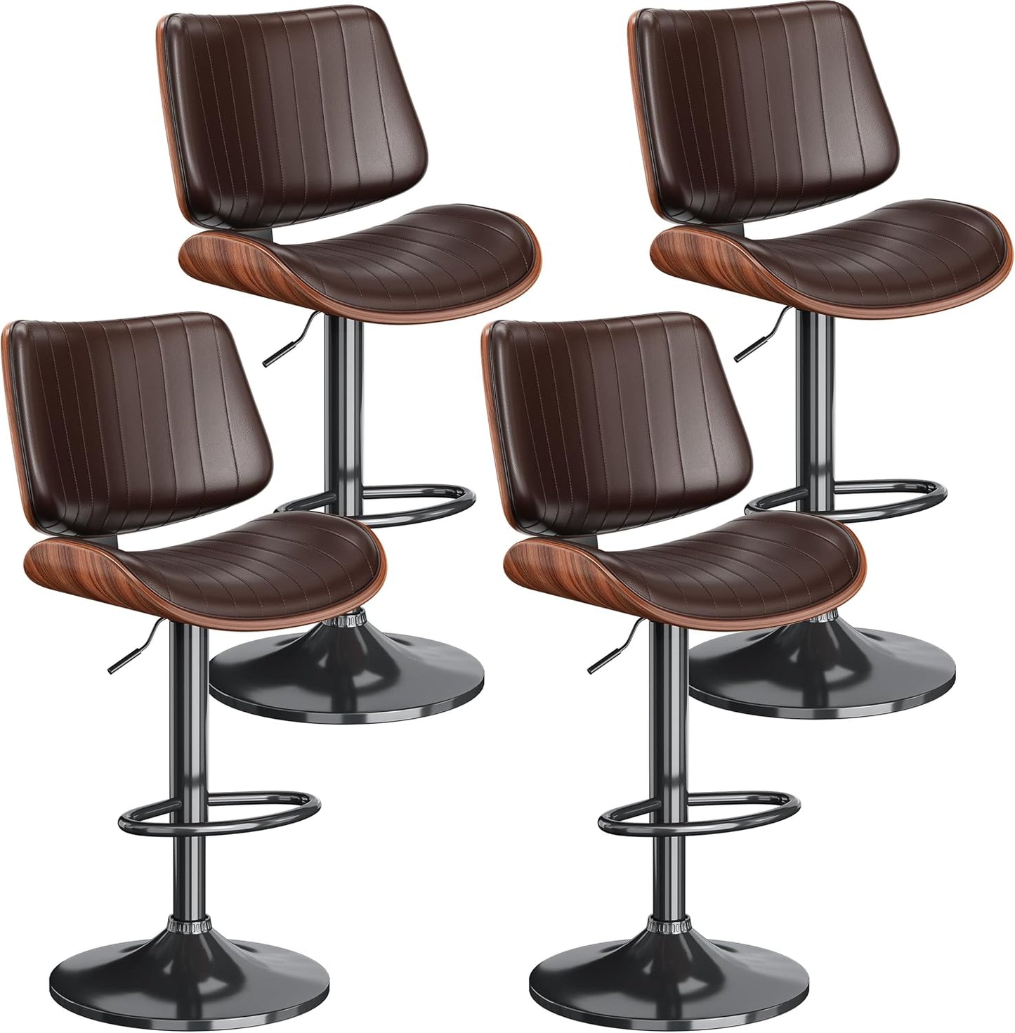 Swivel Bar Stools Set of 4 with Adjustable Height and Comfort