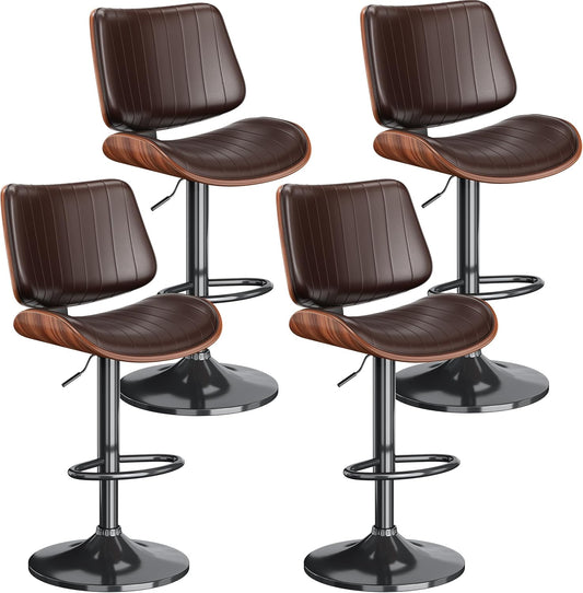 Swivel Bar Stools Set of 4 with Adjustable Height and Comfort