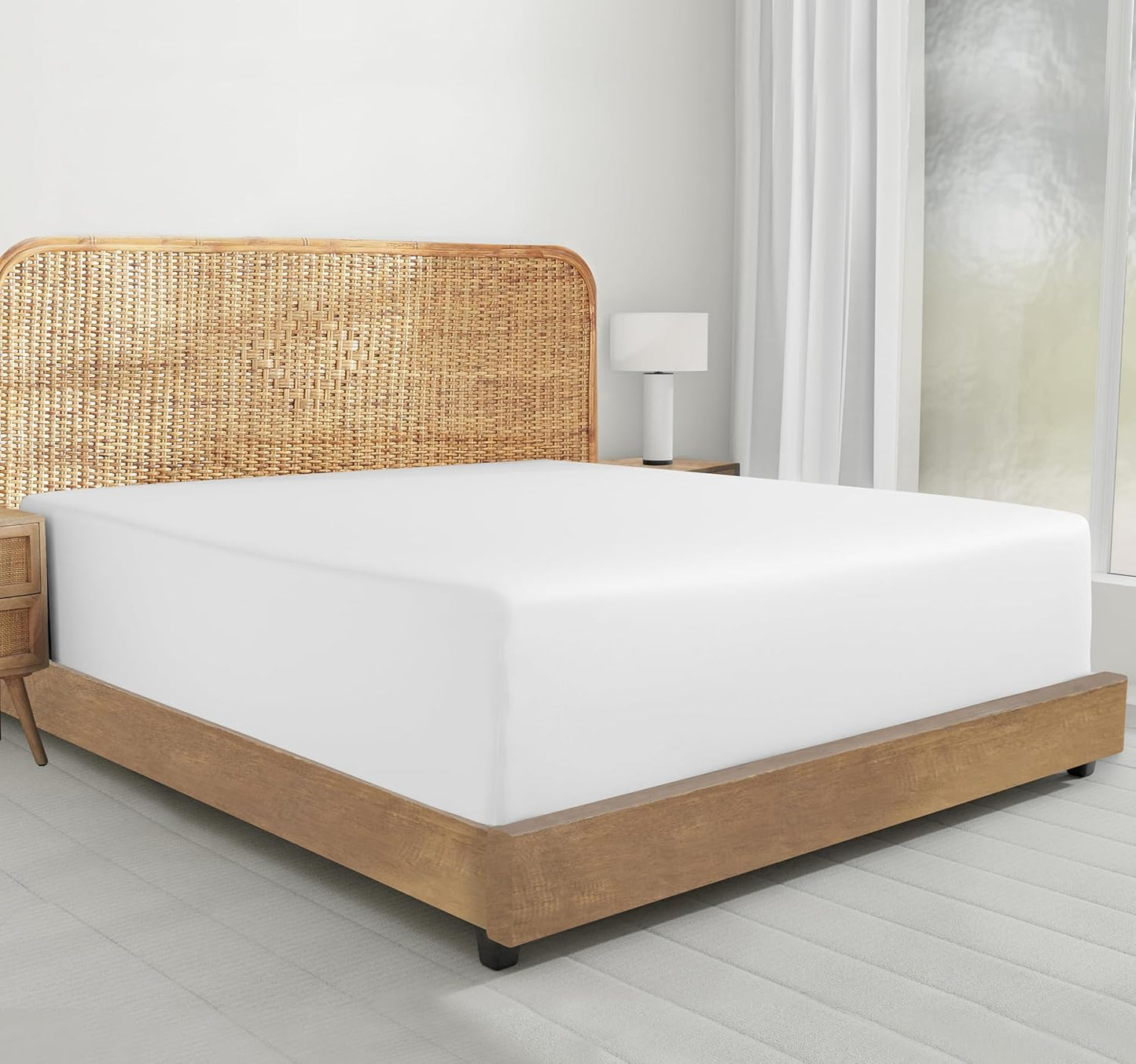 California Design Den Organic Cotton King Fitted Sheet - White