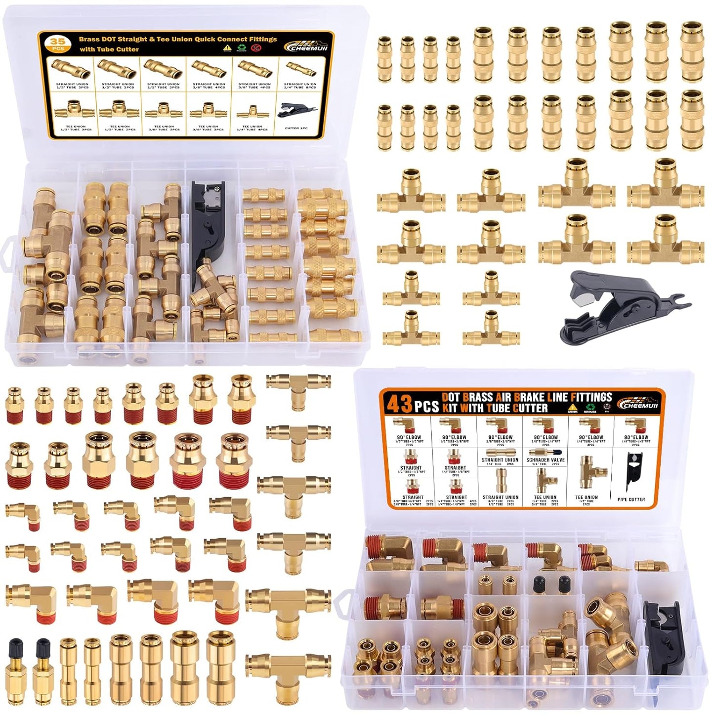 78 Pcs Brass DOT Air Line Fittings Kit for Easy Installation