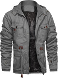 Men's Thick Cotton Winter Jacket with Fleece Lining - Warm Hooded Coat