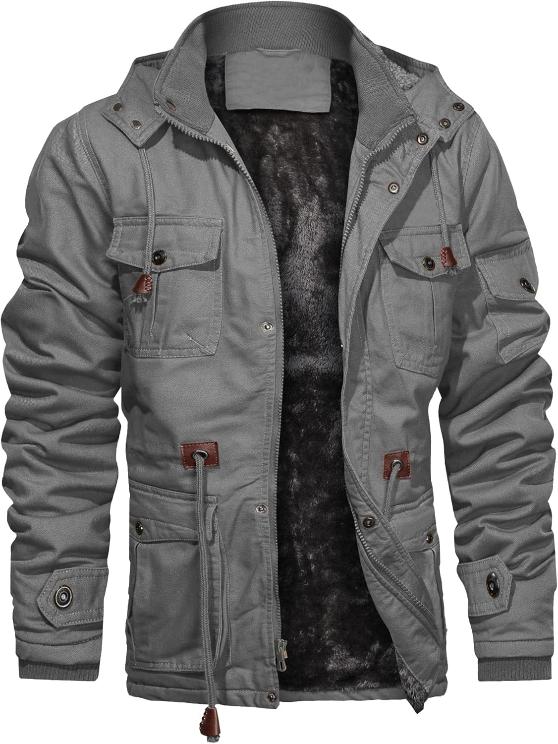 Men's Thick Winter Jackets with Hood and Fleece Lining for Comfort