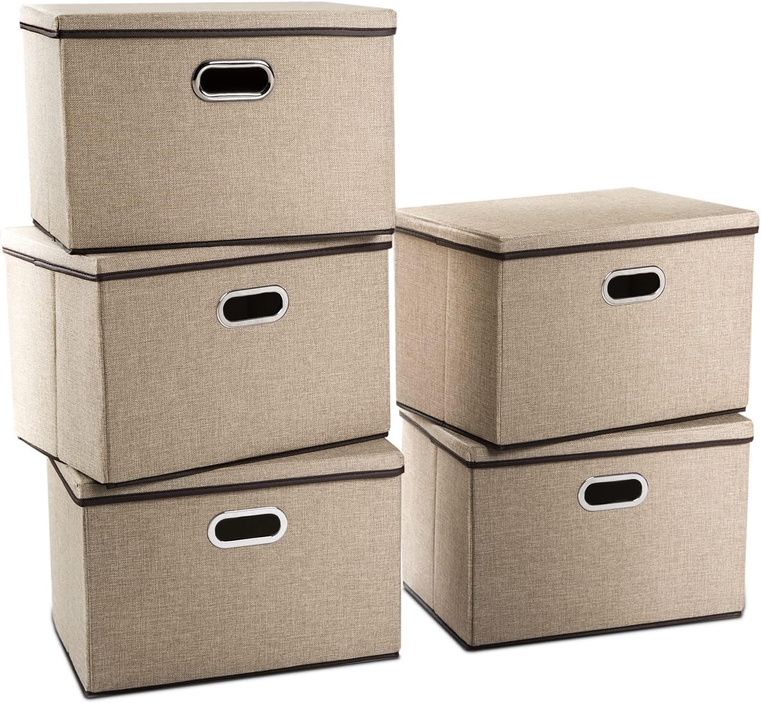 PRANDOM Large Collapsible Storage Baskets with Lids for Home