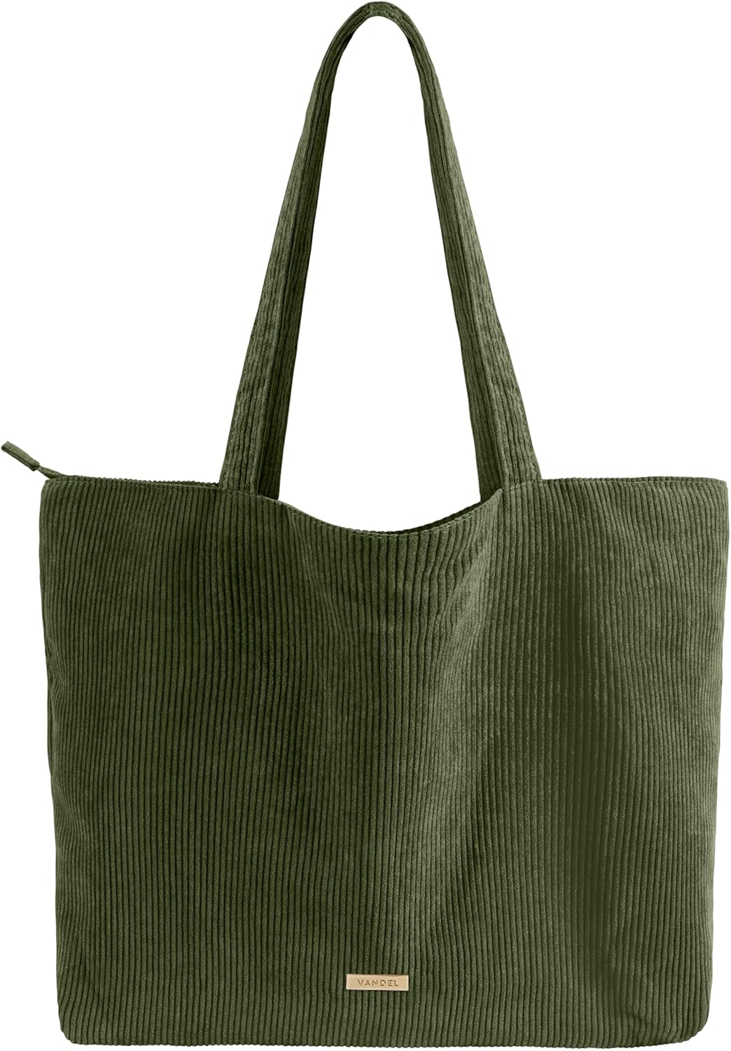 VANDEL Corduroy Tote Bag for Women and Men with Zipper Closure