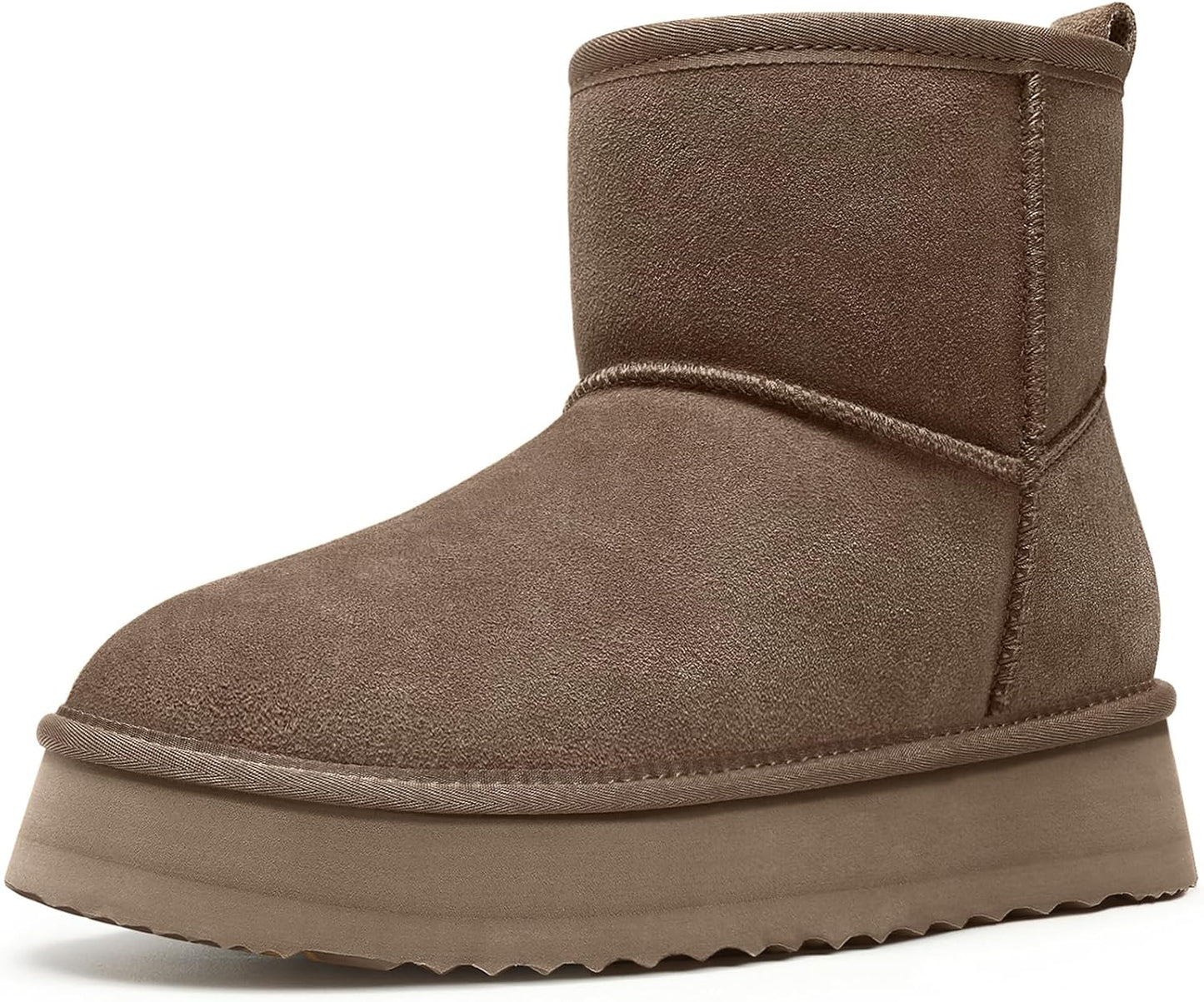 Litfun Suede Platform Mini Boots for Women - Cozy Winter Footwear