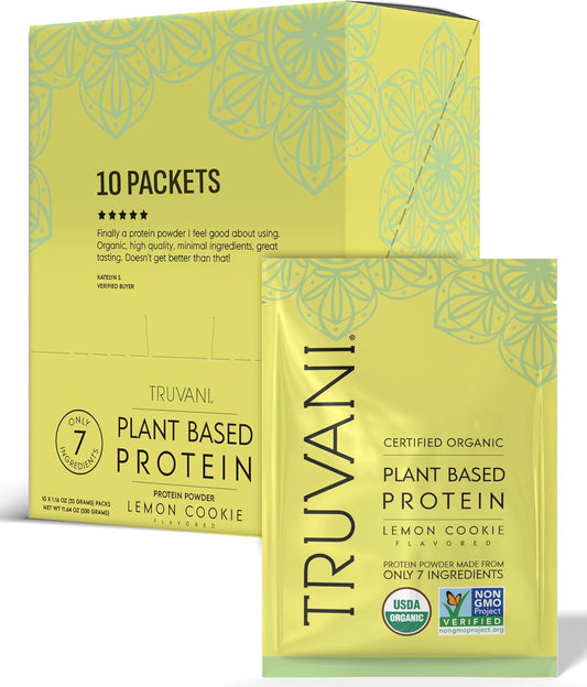 Truvani Vegan Pea Protein Powder - Lemon Cookie Flavor Delight