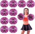 Cheerleading Pom Poms Bulk Metallic Foil 12 Pack - Shiny Silver Set
