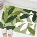 ZebraSmile Sage Bathroom Rugs with Green Leaves Design for Comfort