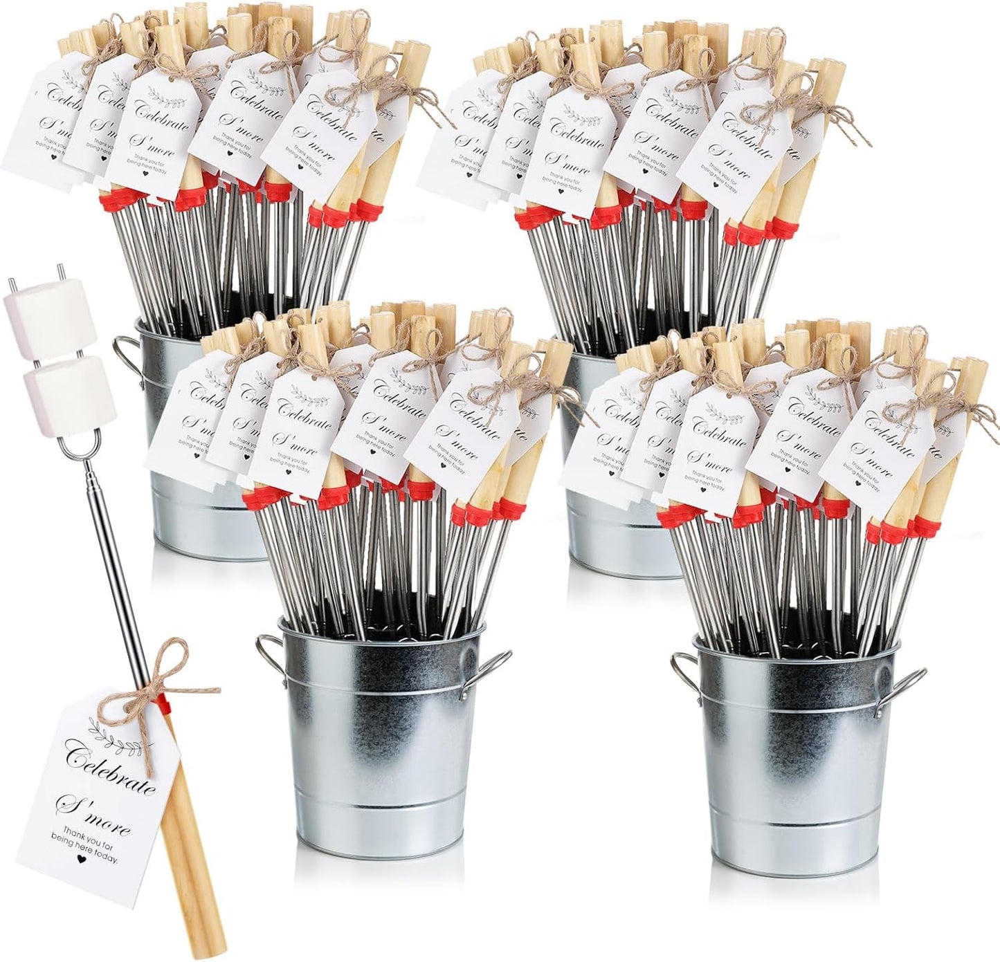 96 Sets S'mores Party Favor with Extendable Marshmallow Sticks