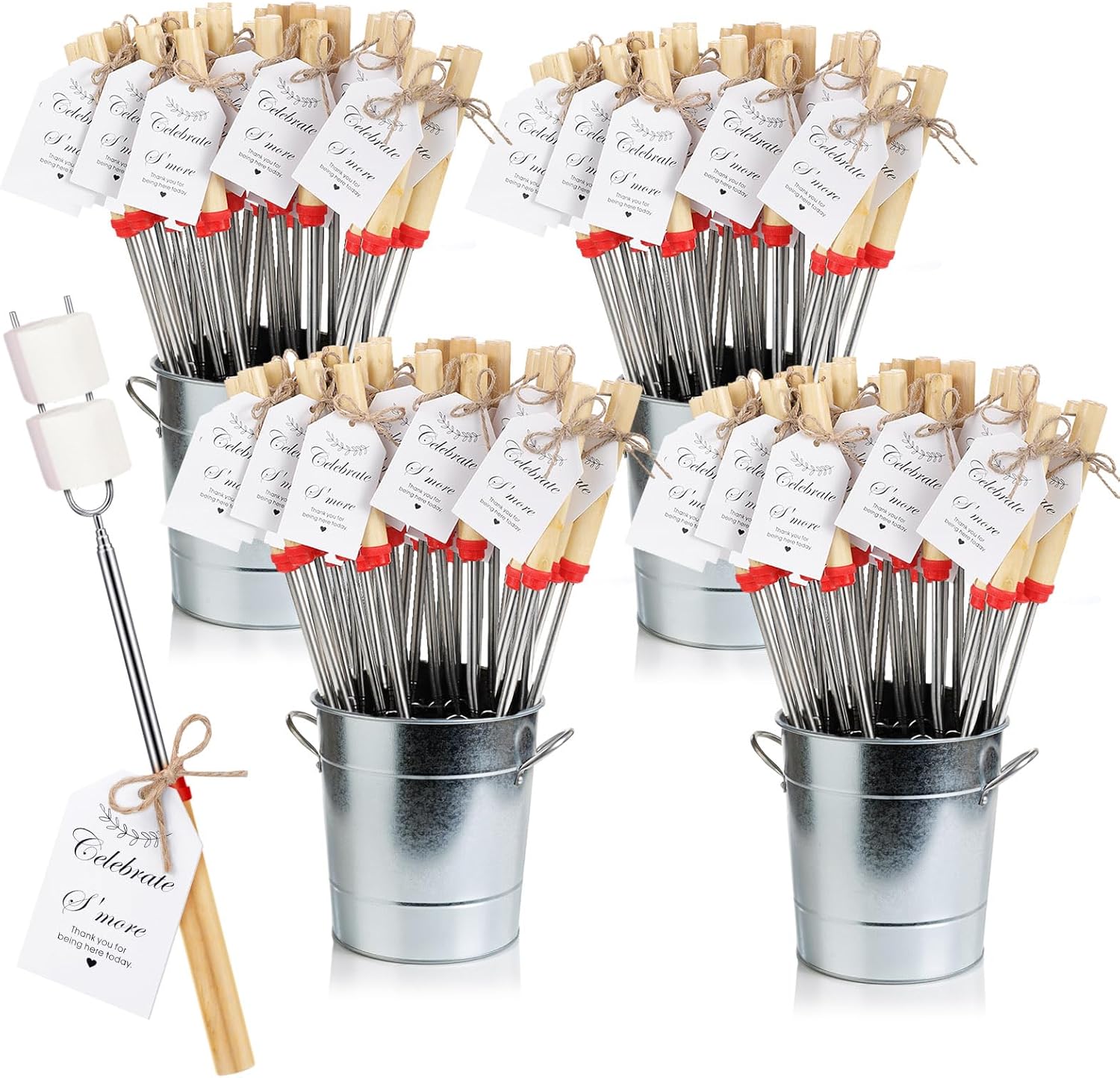 96 Sets S'mores Party Favor with Extendable Marshmallow Sticks