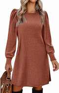 Women's Knit Dress with Puff Sleeves for Fall & Winter - Casual Tunic