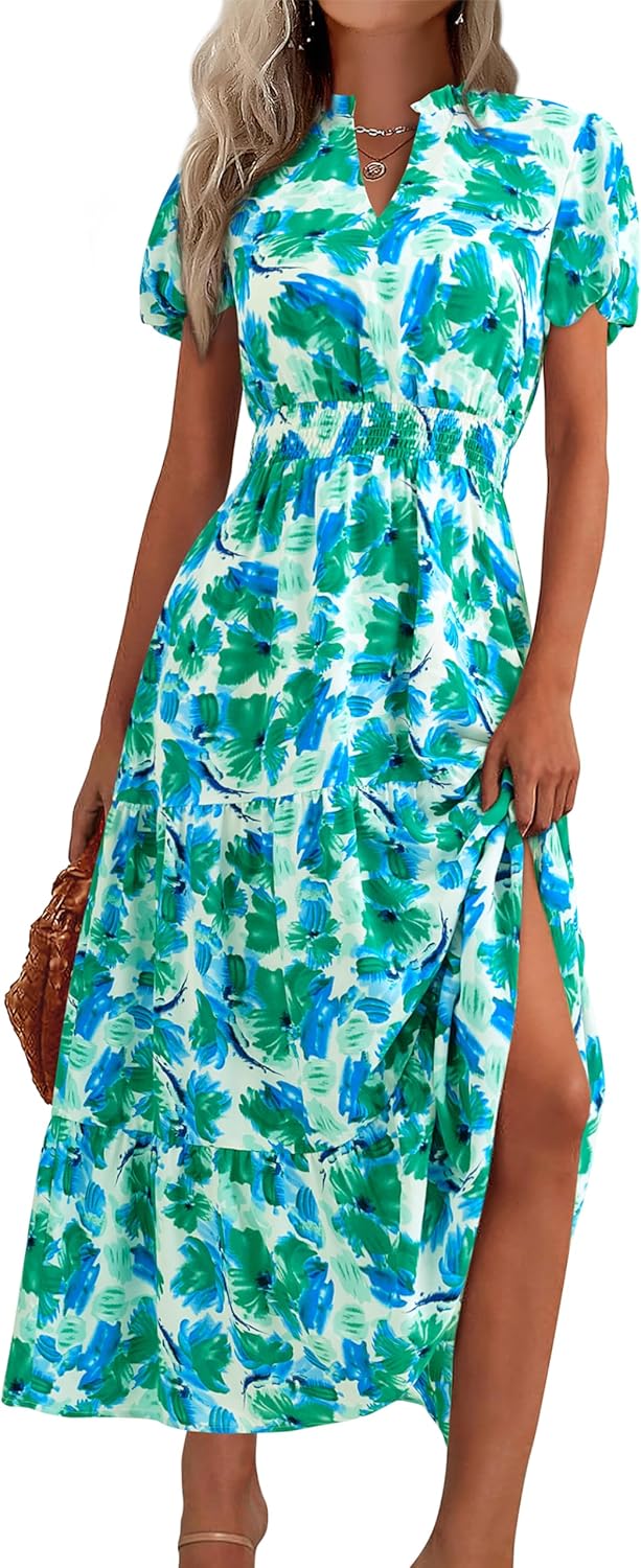 Floral Summer Maxi Dresses for Women 2025 Casual V Neck