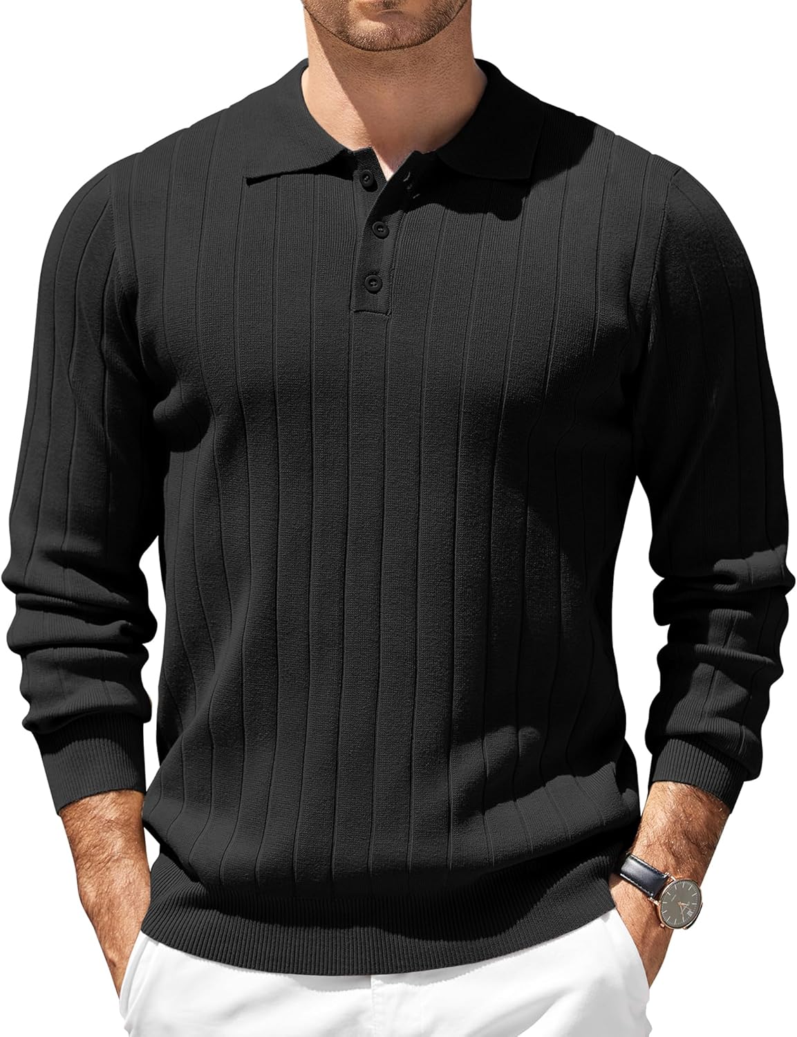 COOFANDY Mens Knit Polo Sweater for Stylish Casual Wear