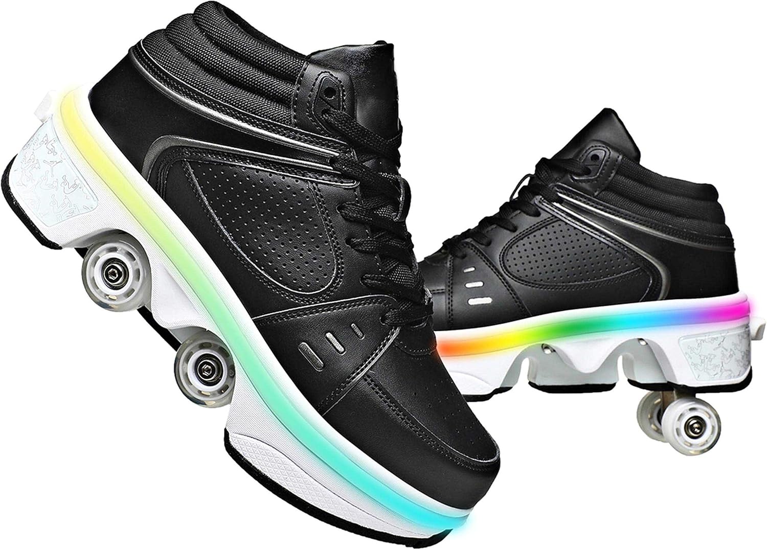 Double-Row Deform Wheel Automatic Walking Shoes for Fun Skating