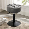 Gray Faux Leather Adjustable Vanity Stool - 360 Swivel, Height