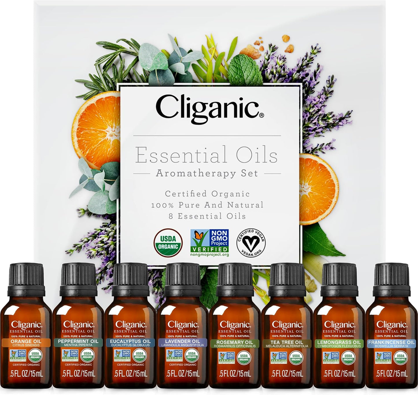 Cliganic Organic Aromatherapy Essential Oils Gift Set - Pure & Natural