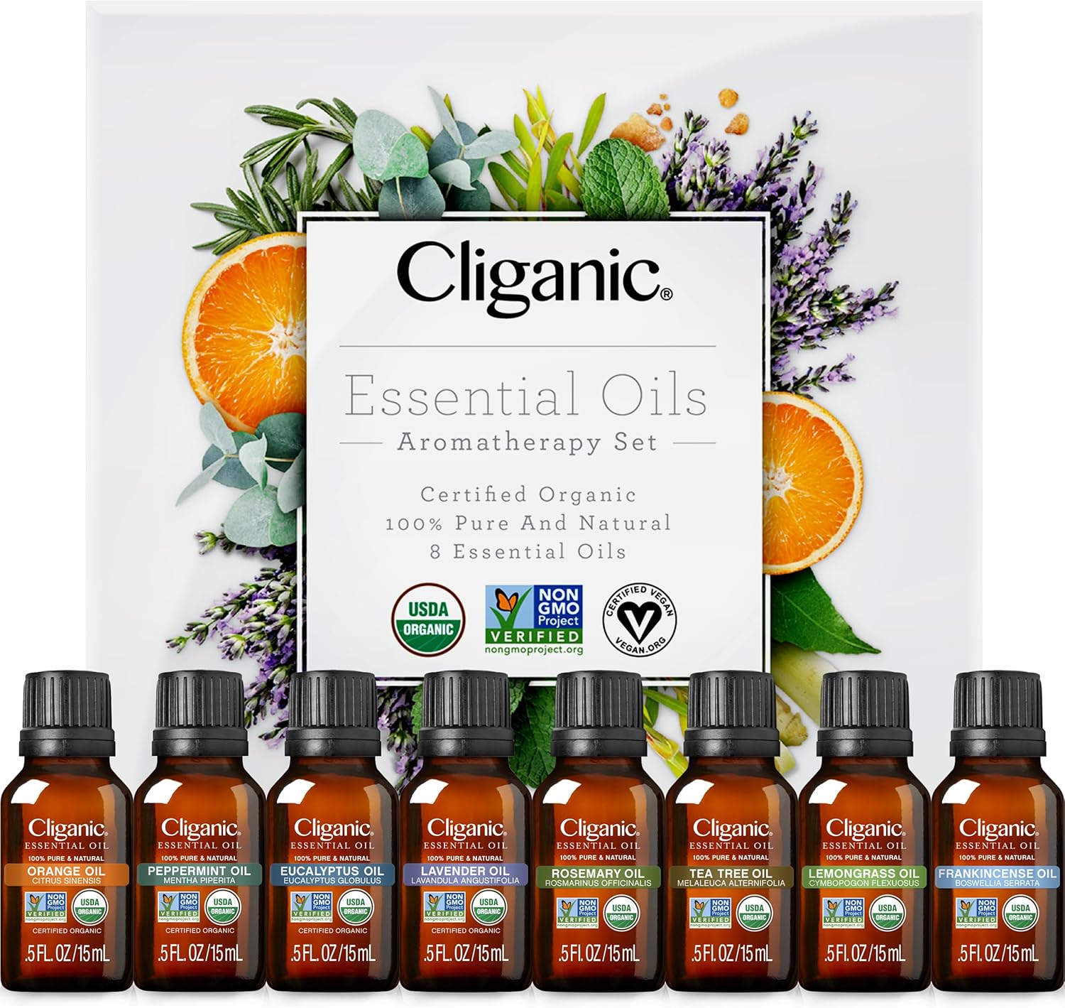 Cliganic Organic Aromatherapy Essential Oils Gift Set - Pure & Natural