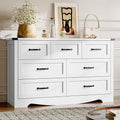 7-Drawer Wooden Dresser with Metal Handles - Modern Minimalist Storage
