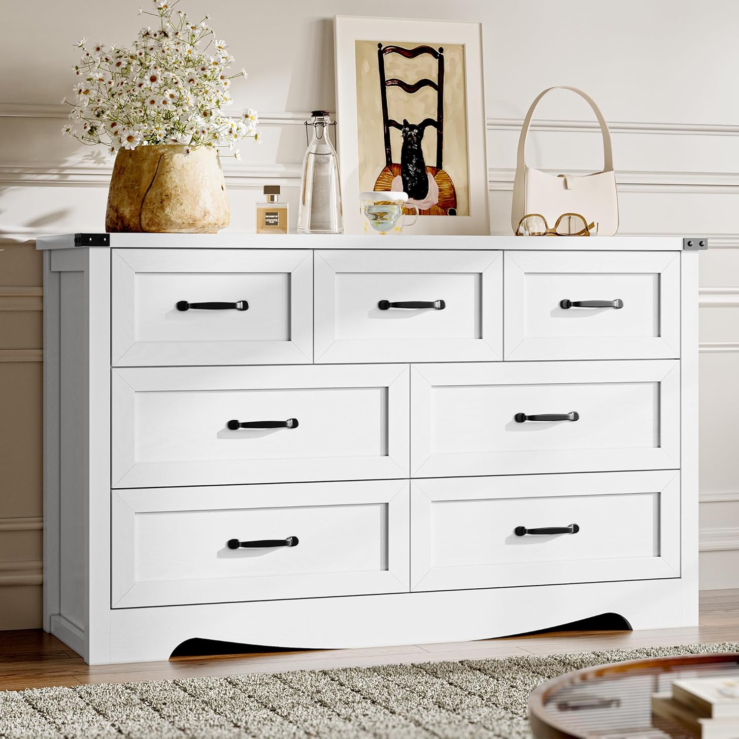 7-Drawer Dresser for Bedroom - Modern Wooden Storage Organizer