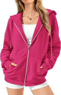 Zip Up Hoodie Women Oversized Sweatshirt - Comfortable Fall Layer