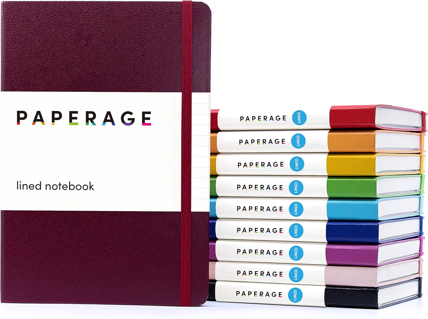 PAPERAGE Lined Journal Notebook 10 Pack Bright Rainbow Colors