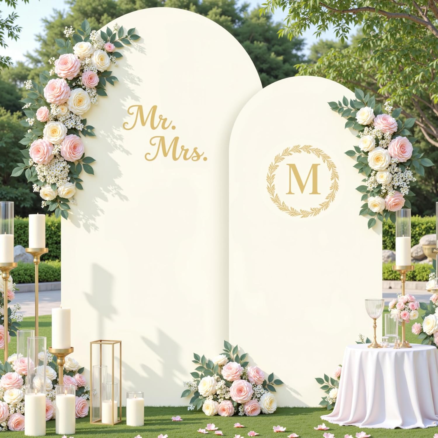 Ivory Arch Backdrop Cover Set of 2 for Elegant Events
