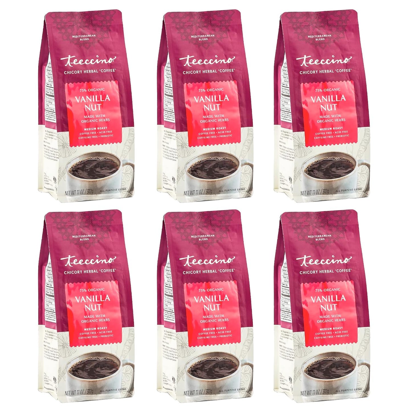 Teeccino Vanilla Nut Chicory Coffee Alternative - Herbal Brew