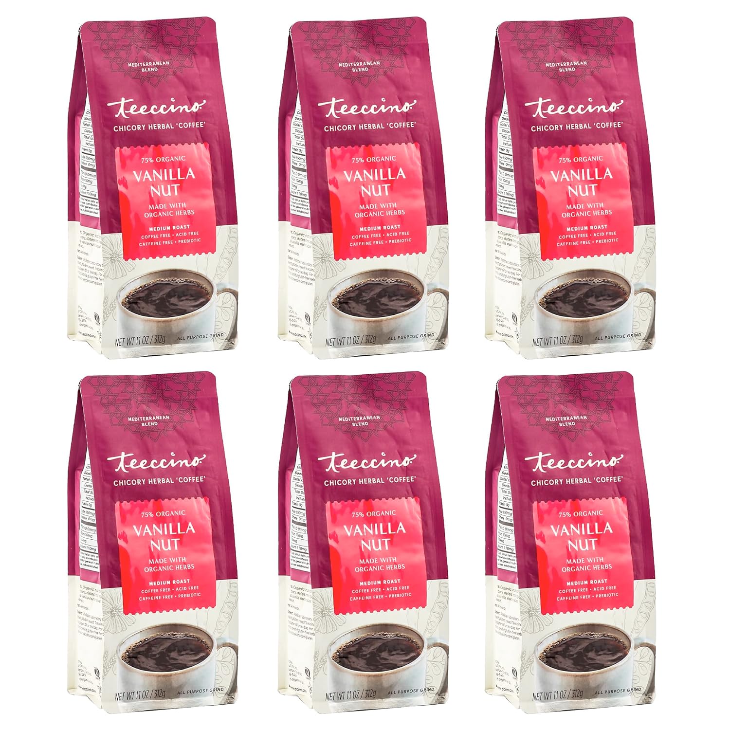 Teeccino Vanilla Nut Chicory Coffee Alternative - Herbal Brew