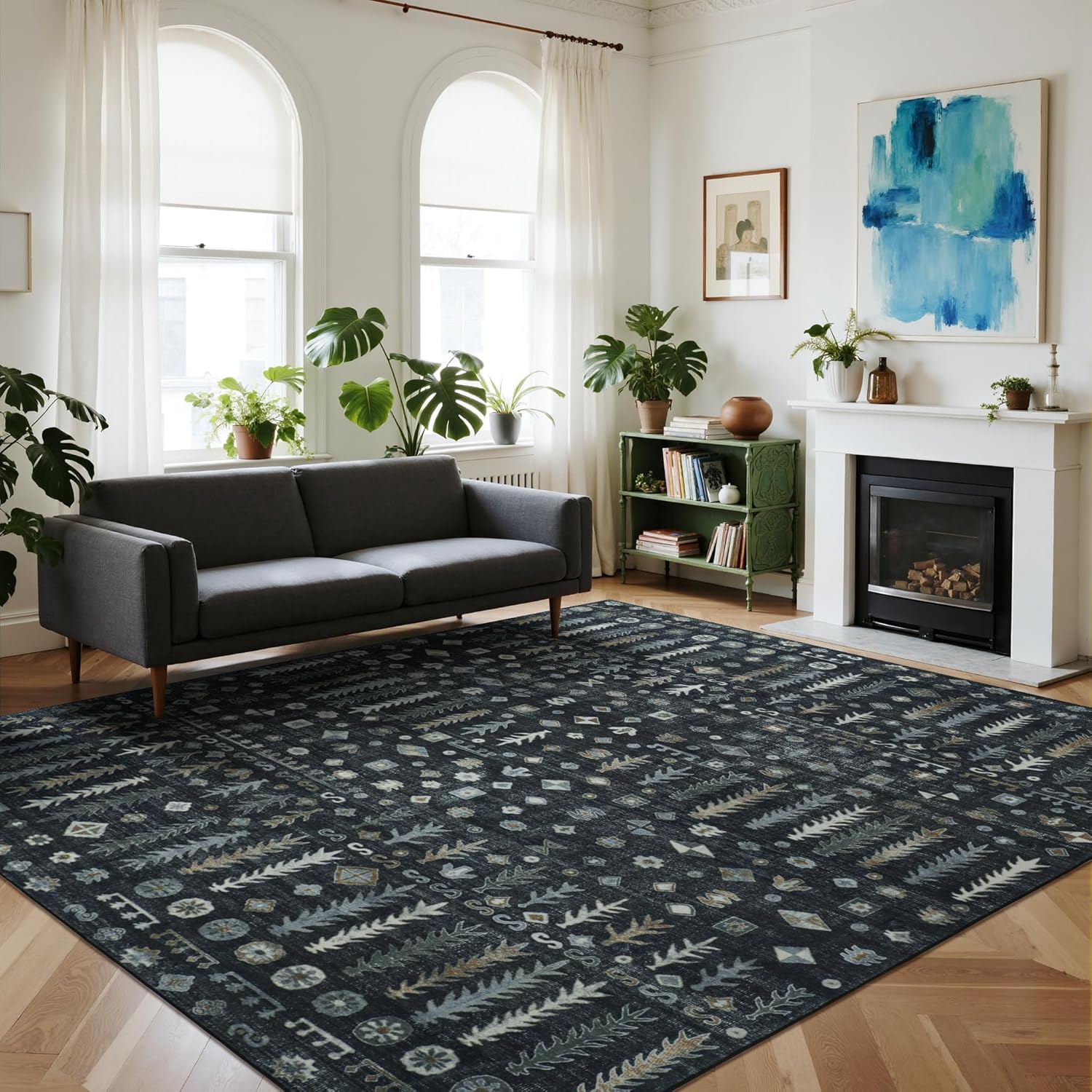 Washable 8x10 Area Rugs for Living Room and Bedroom Decor