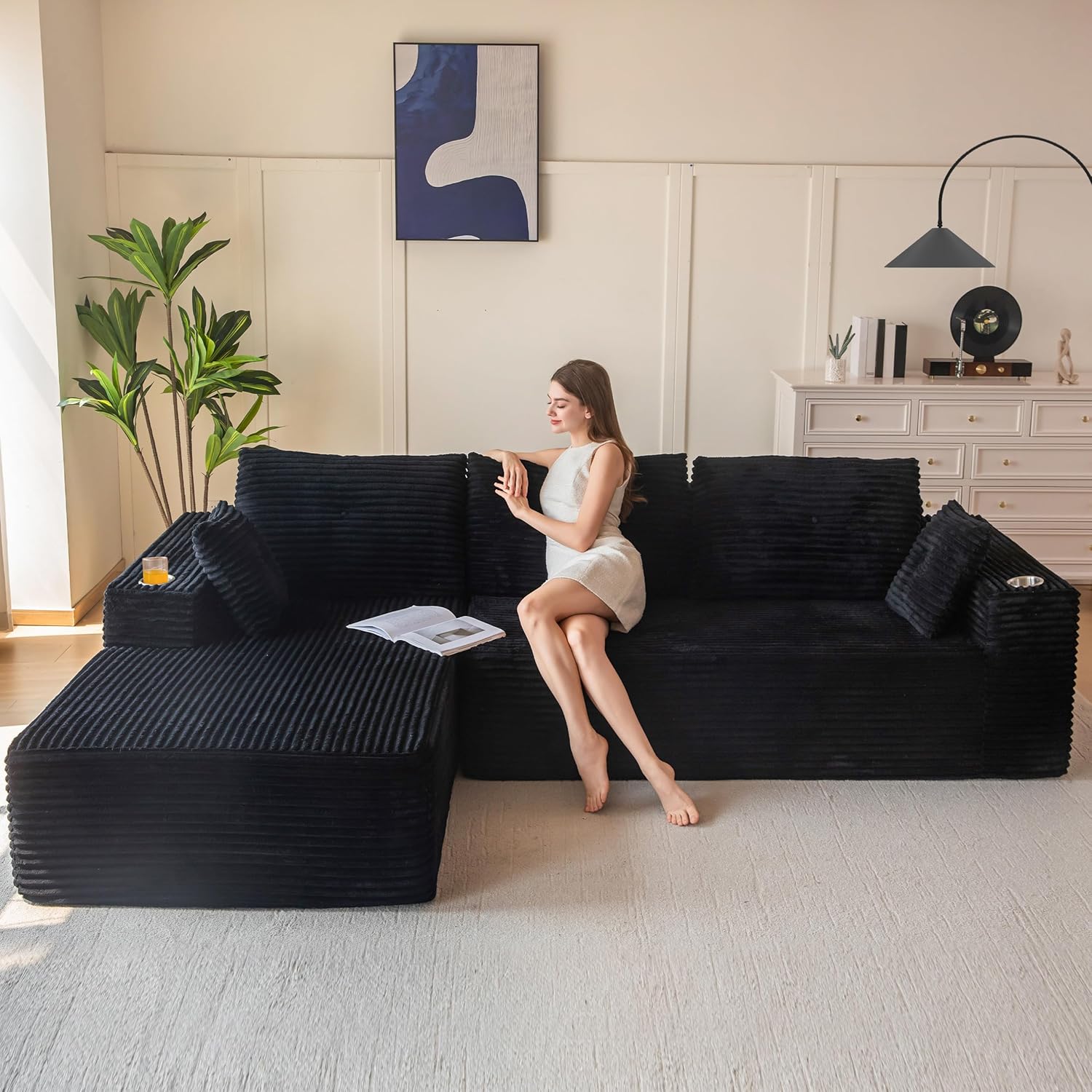 MAXYOYO 104 Modular Sectional Couch with L-Shape Chaise Design