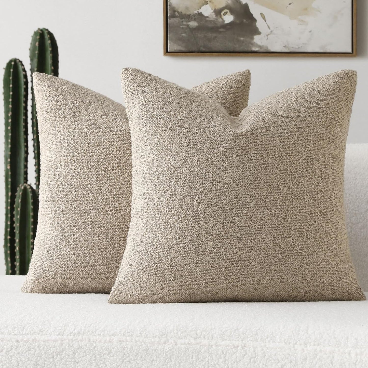 FUTEI Pack of 2 Oatmeal Decorative Throw Pillow Covers 26in