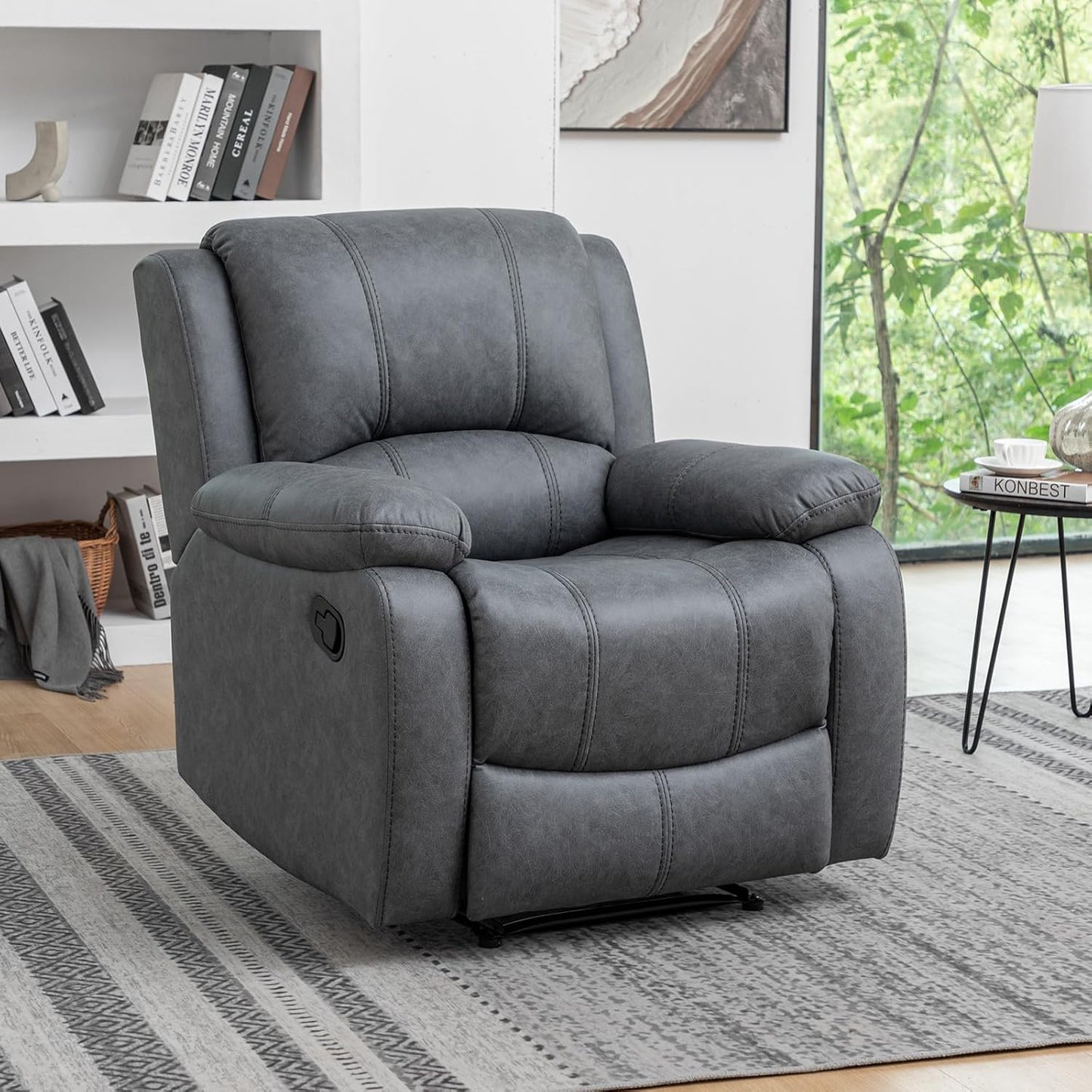 HOMEFLEX Grey Leather Recliner: Adjustable Comfort