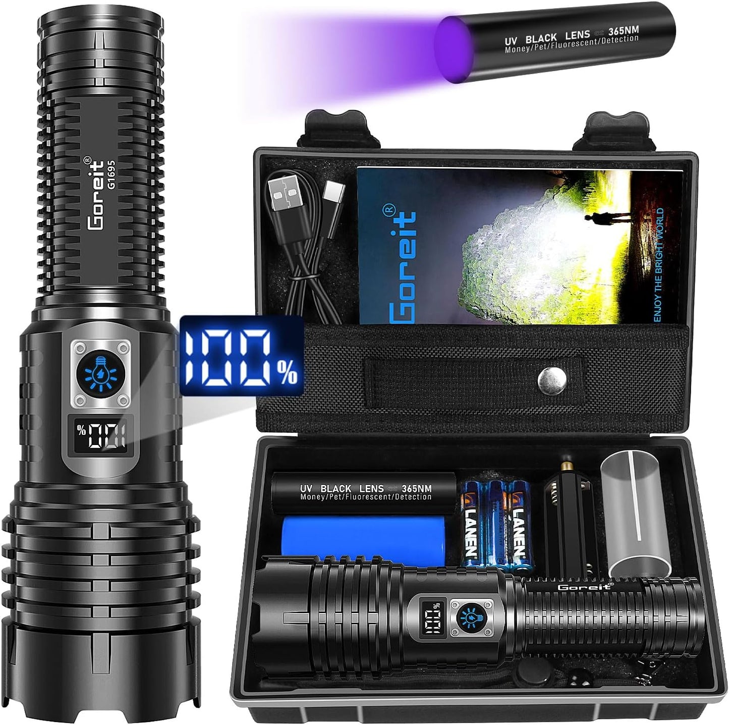 Goreit Super Bright 990,000 Lumens Flashlight