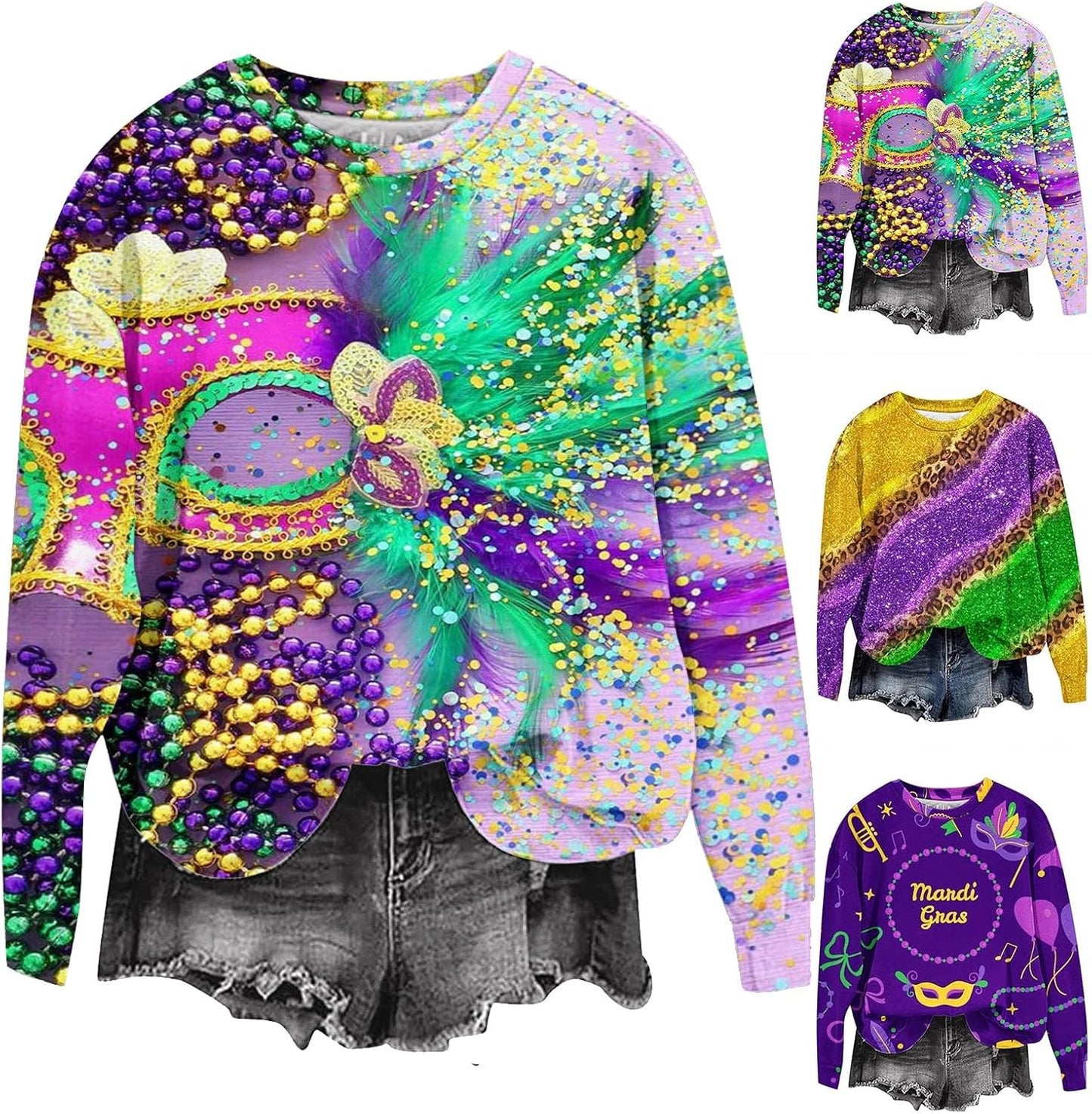 Comfy Mardi Gras Sweatshirt - Trendy 2025 Style
