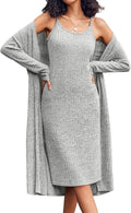 Ekouaer Womens Knit Robe Set 2-Piece Lounge Dress and Cardigan