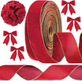 Red Christmas Velvet Ribbon 2.5 in x 100 Yards - Wired Outdoor Velvet