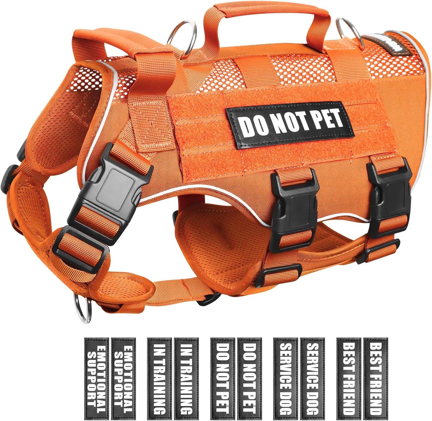 WINSEE Mesh Dog Harness for Medium Service Dogs with Patches