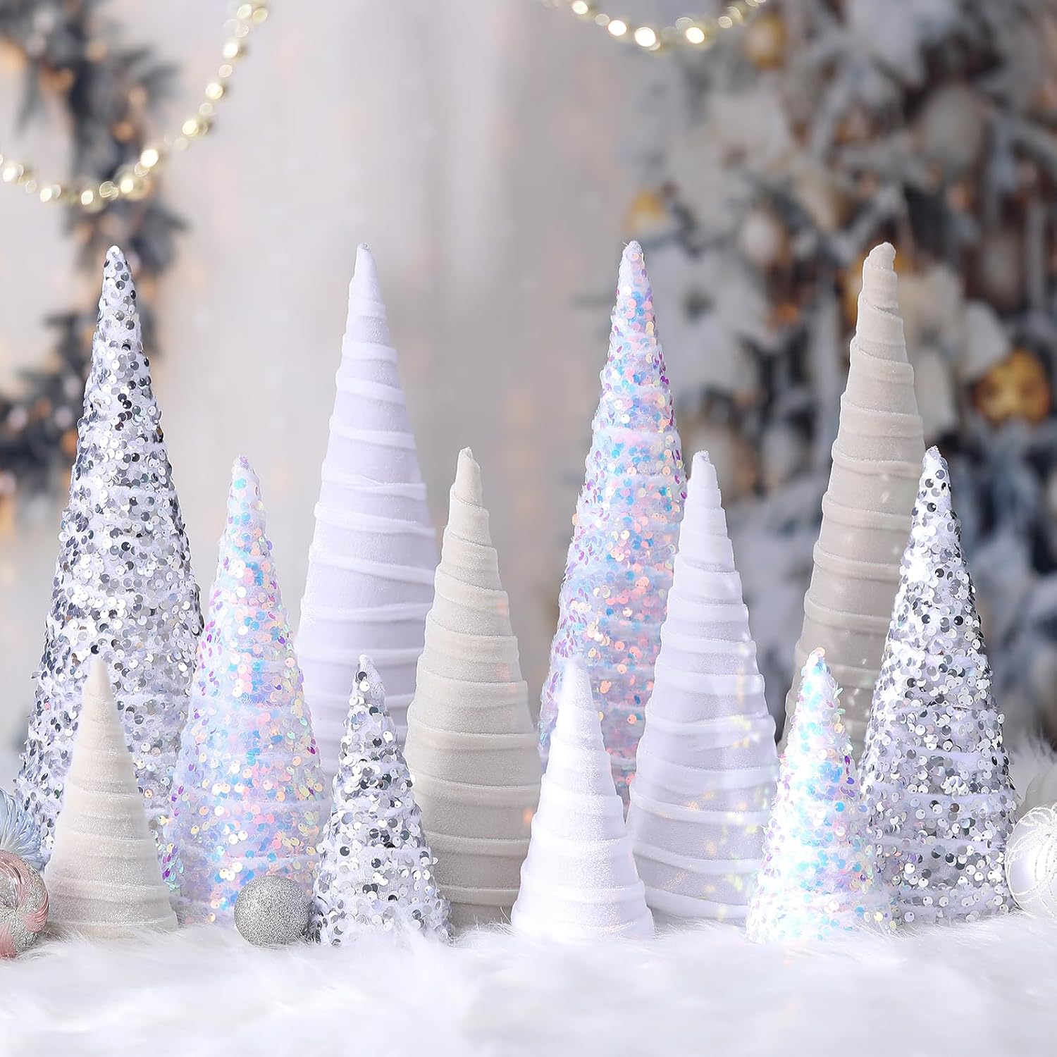12 Pcs Christmas Velvet Trees Set for Modern Holiday Decor