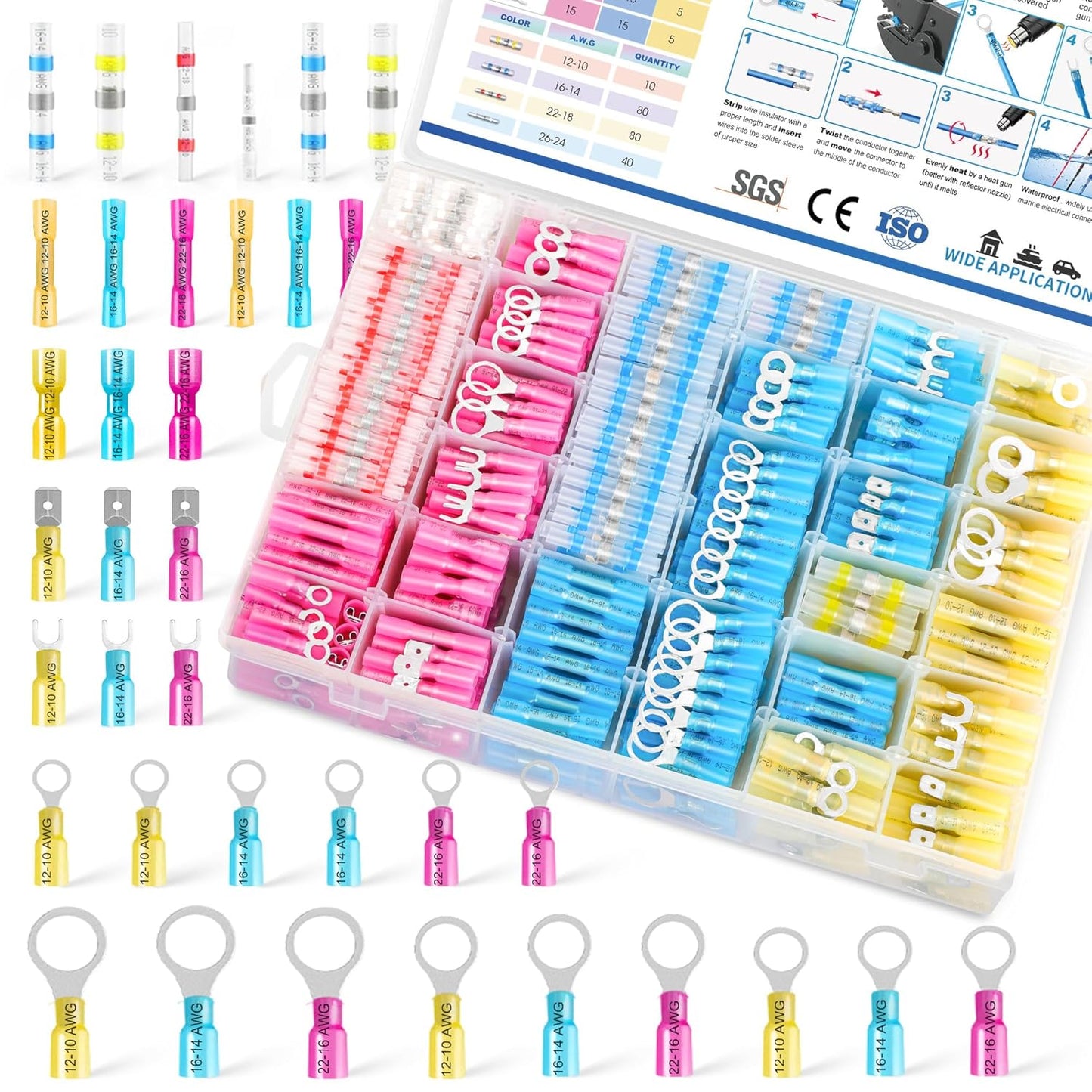 Kuject 500PCS Heat Shrink Wire Connectors Kit for DIY Users
