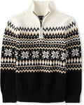 Boys' Long Sleeve Quarter Zip Pullover Sweater - Cozy Fairisle Knit