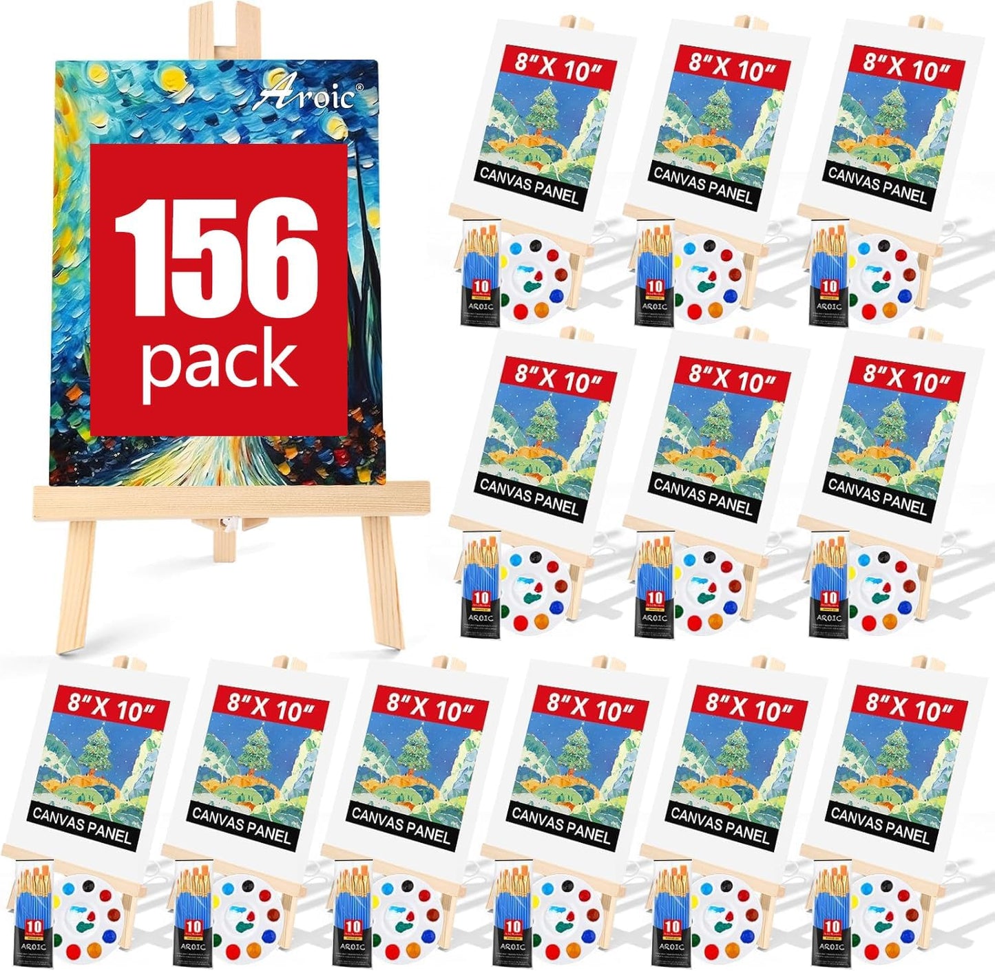 156 PCS Professional Painting Set with Easels and Brushes