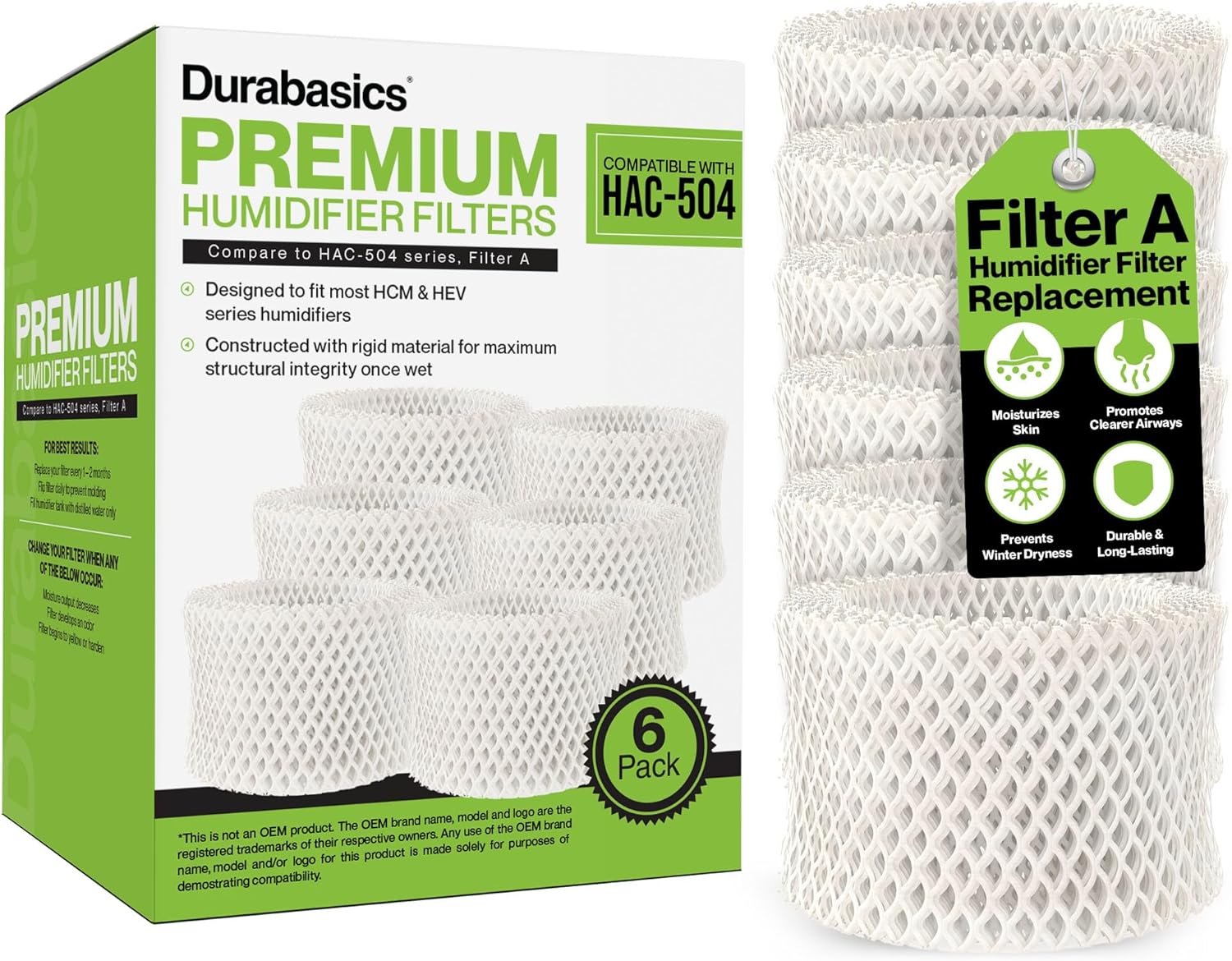 Durabasics 6 Pack Premium Humidifier Filters for Honeywell Models