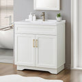 Bathroom Vanity with Ceramic Sink 32 in Wooden Cabinet - Modern White