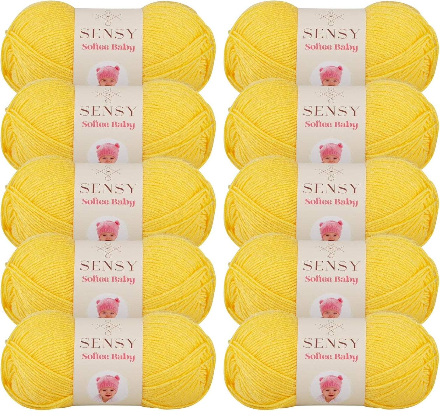 10 Skeins of Sensy Softee Baby Yarn for Creative Projects