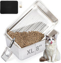 XL Stainless Steel Sifting Litter Box for Pine Pellets - Less Tracking