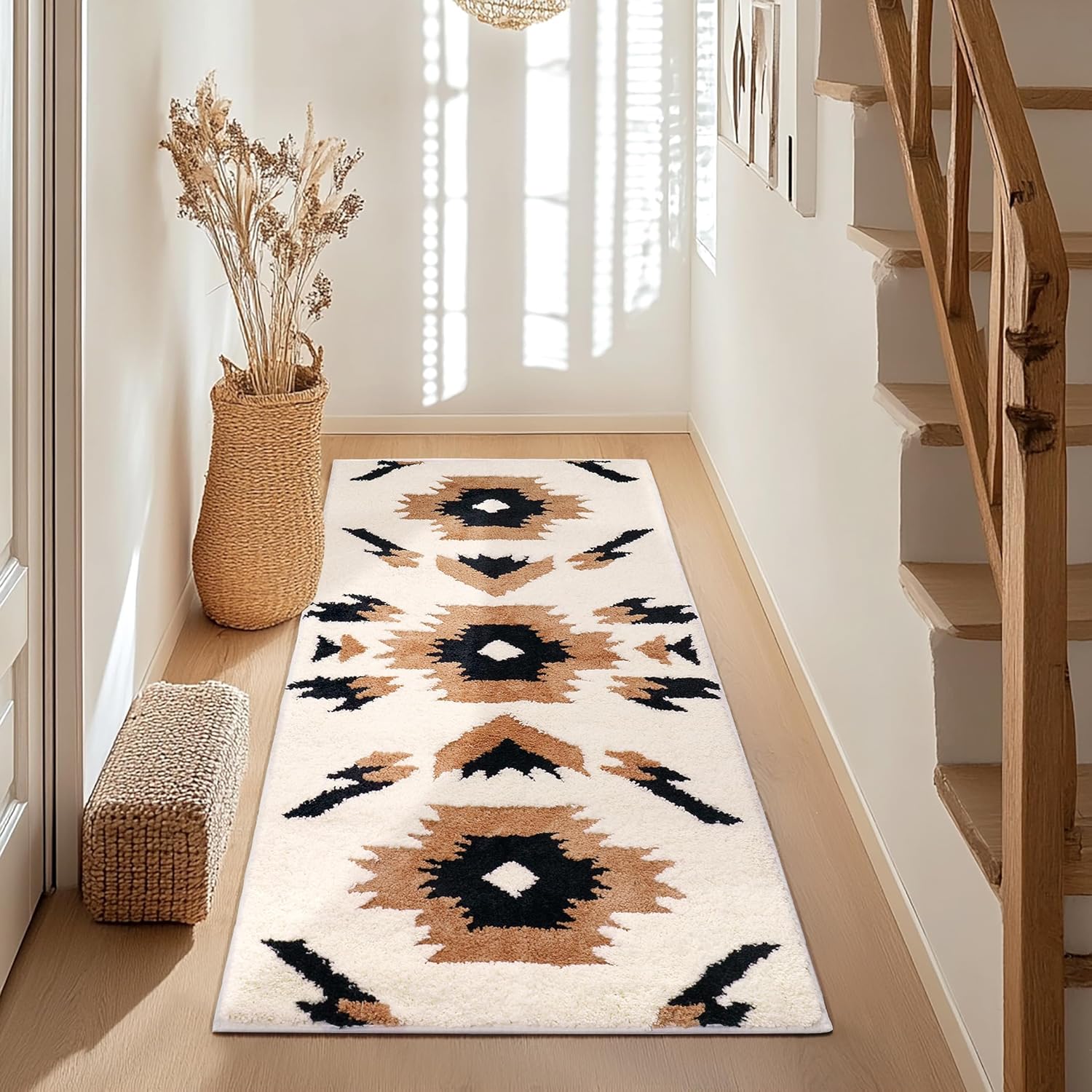 Boho Long Bathroom Rugs Runner Non Slip Washable Plush Soft
