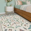 5x7 Pink and Green Nursery Rug - Colorful Insect Butterfly Floral Rug